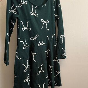 Old Navy Dark Green Dress with White Bow Design